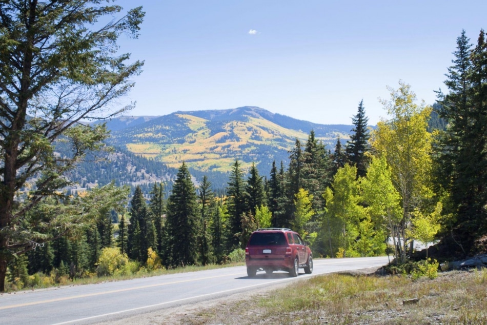 Car on mountain road