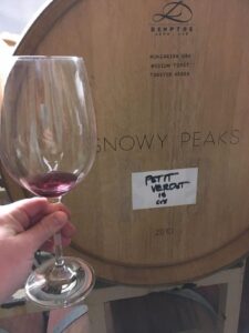 Snowy Peaks wine barrel