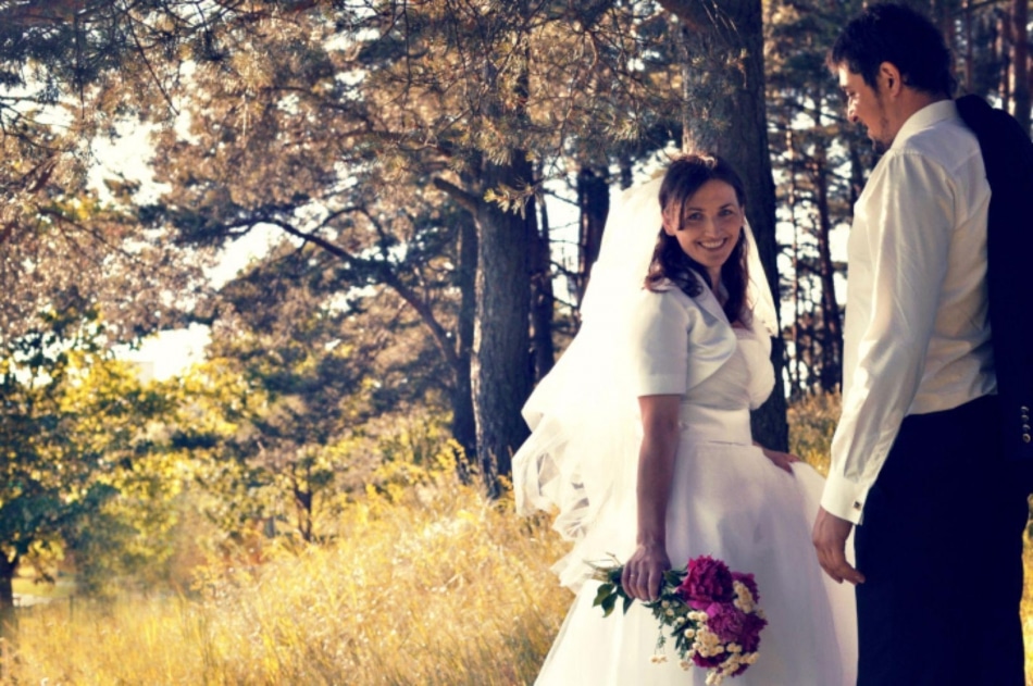 Couple at their wedding outdoors