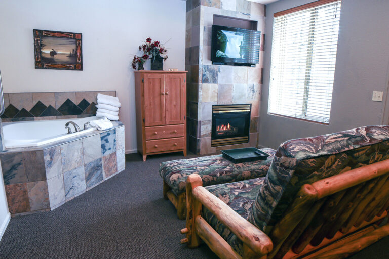 image of estes park cabins with a whirlpool tub