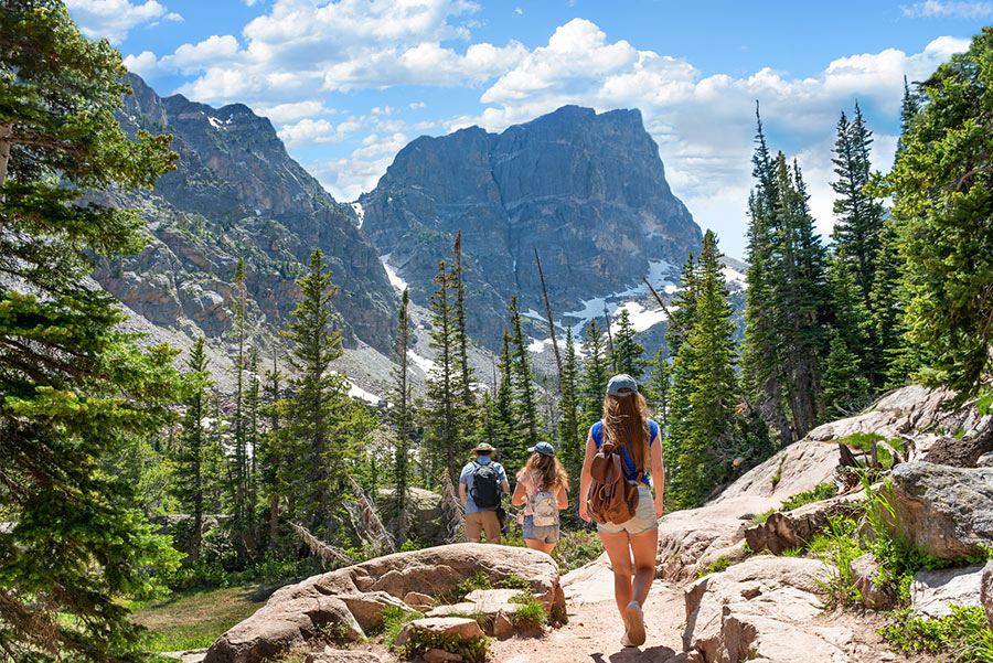 Person hiking in Rocky Mountain National Park 