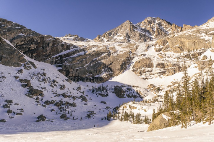 Frozen Black lake in Rocky Mountain National Park, Colorado in Estes Park, Colorado, United States