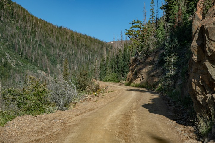 Old Fall River Road to top of trail ridge road in Rocky Mountain National Park, northern Colorado, western USA.